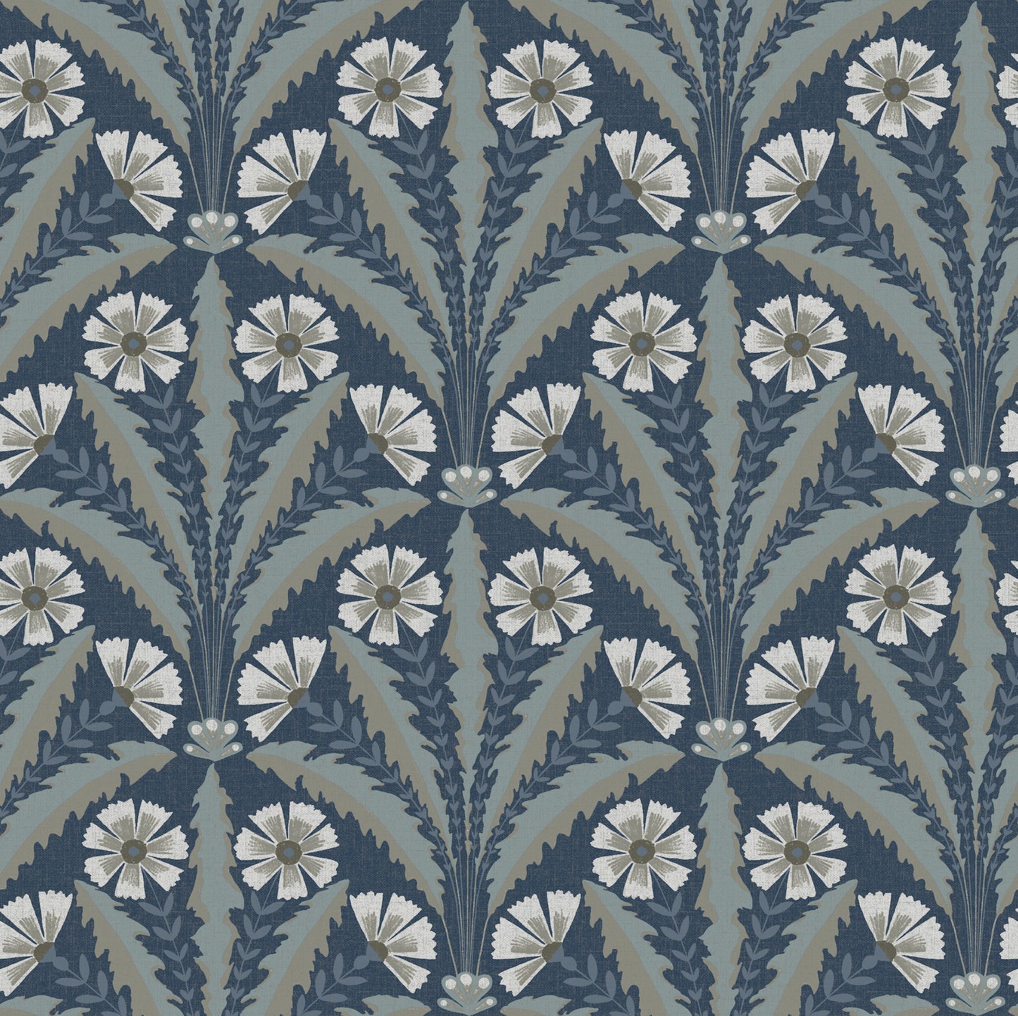 York Wallcoverings Chesapeake Tap Root Dark Blue Floral Damask Wallpaper Botanical Modern Dark Blue  Wallpaper - 4169-27600