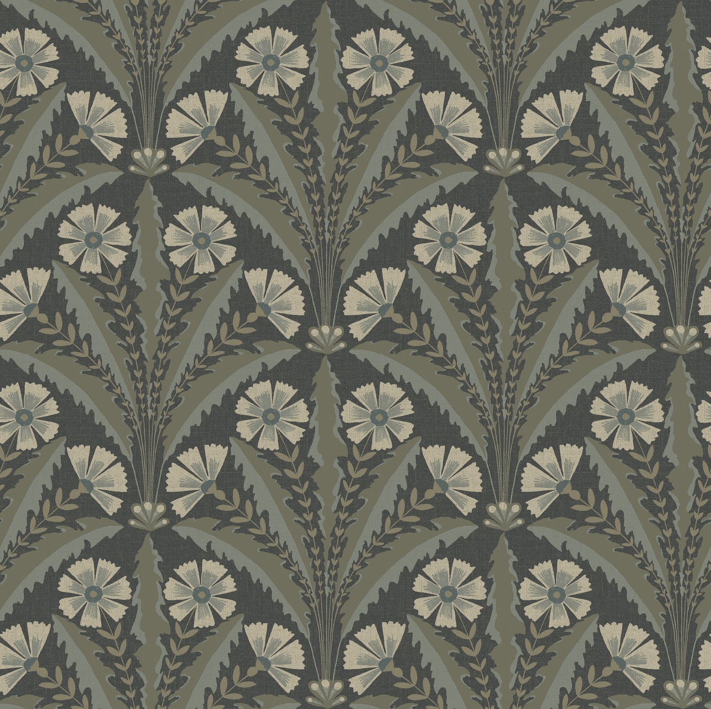 York Wallcoverings Chesapeake Tap Root Charcoal Floral Damask Wallpaper Botanical Modern Charcoal  Wallpaper - 4169-27601