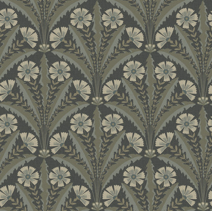 York Wallcoverings Chesapeake Tap Root Charcoal Floral Damask Wallpaper Botanical Modern Charcoal  Wallpaper - 4169-27601