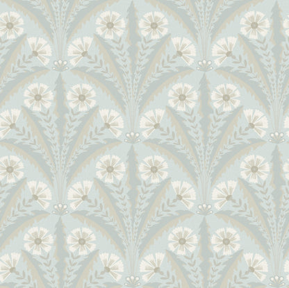 York Wallcoverings Chesapeake Tap Root Light Blue Floral Damask Wallpaper Botanical Modern Light Blue  Wallpaper - 4169-27602