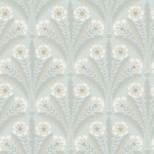 York Wallcoverings Chesapeake Tap Root Light Blue Floral Damask Wallpaper Botanical Modern Light Blue  Wallpaper - 4169-27602