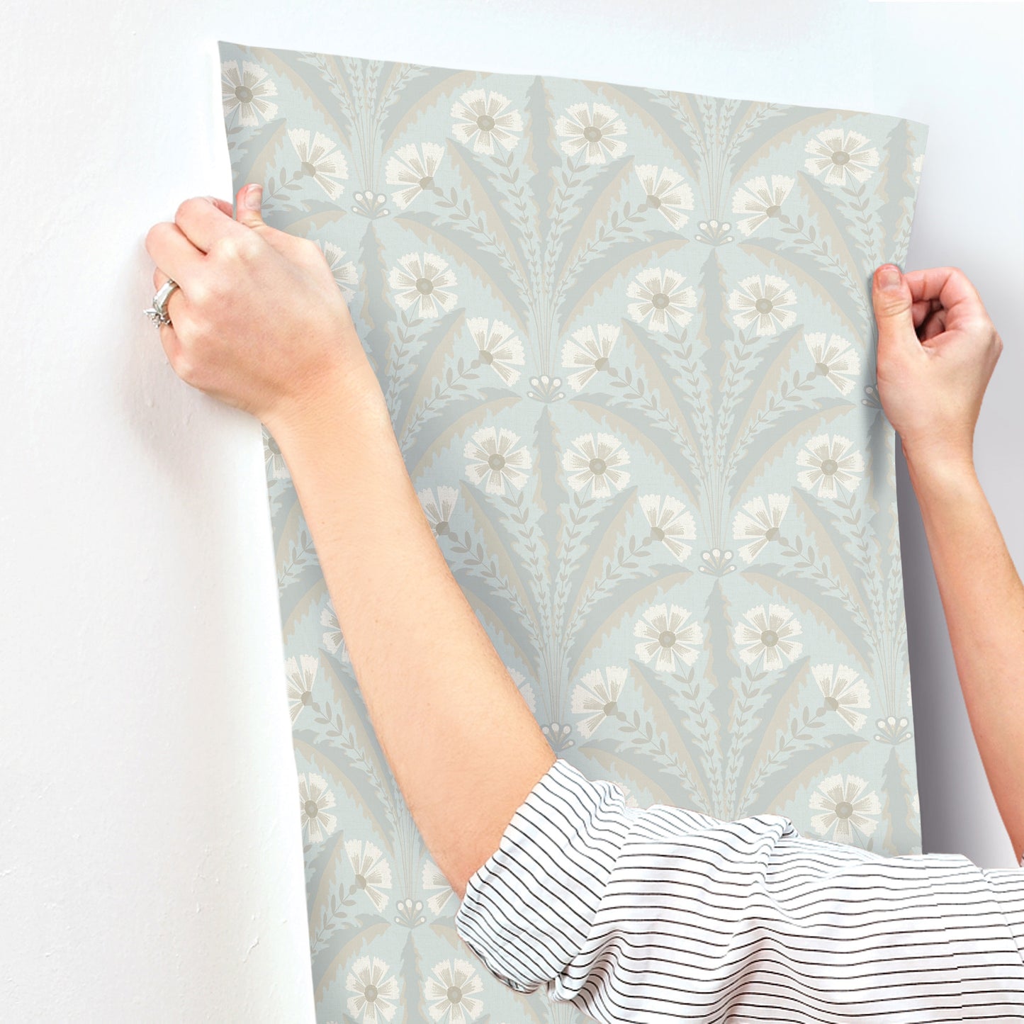 York Wallcoverings Chesapeake Tap Root Light Blue Floral Damask Wallpaper Botanical Modern Light Blue  Wallpaper - 4169-27602