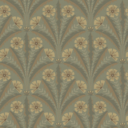York Wallcoverings Chesapeake Tap Root Green Floral Damask Wallpaper Botanical Modern Green  Wallpaper - 4169-27604