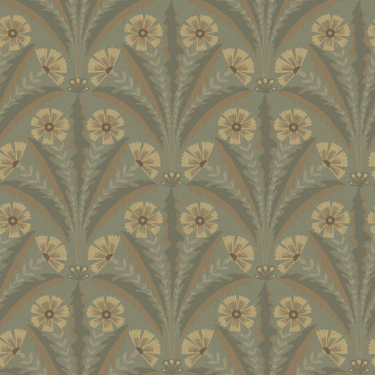 York Wallcoverings Chesapeake Tap Root Green Floral Damask Wallpaper Botanical Modern Green  Wallpaper - 4169-27604