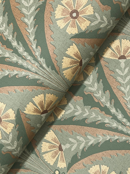York Wallcoverings Chesapeake Tap Root Green Floral Damask Wallpaper Botanical Modern Green  Wallpaper - 4169-27604