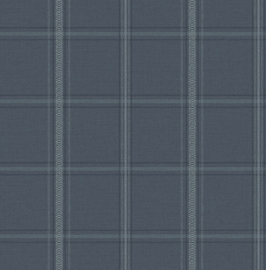 York Wallcoverings Chesapeake Auberge Dark Blue Plaid Wallpaper Graphics Farmhouse Dark Blue  Wallpaper - 4169-27605