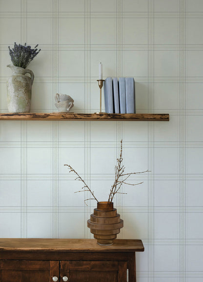 York Wallcoverings Chesapeake Auberge White Plaid Wallpaper Graphics Farmhouse White  Wallpaper - 4169-27606