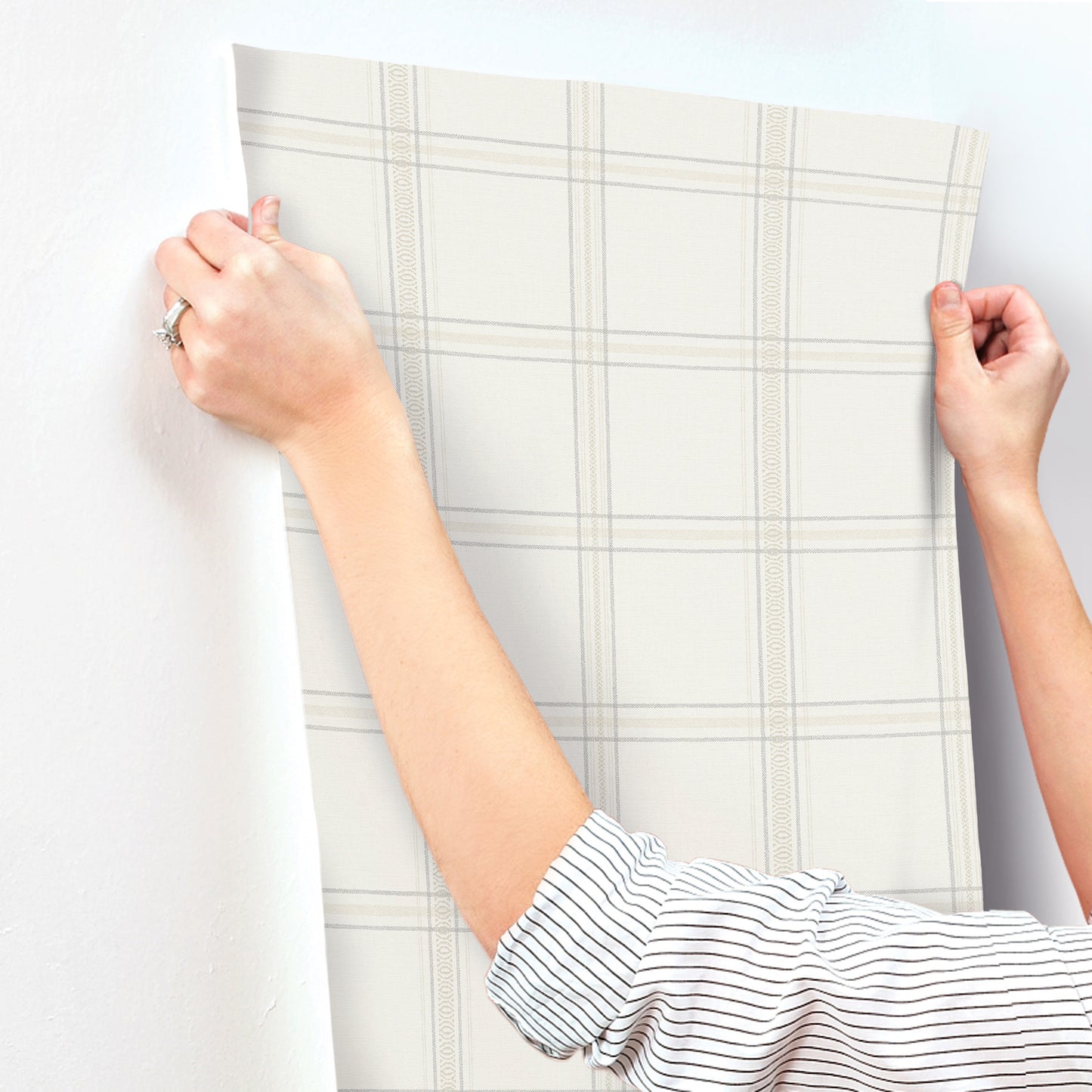 York Wallcoverings Chesapeake Auberge White Plaid Wallpaper Graphics Farmhouse White  Wallpaper - 4169-27606