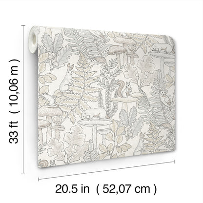 York Wallcoverings Chesapeake Holt Neutral Woodland Wallpaper Animals Whimsical Neutral  Wallpaper - 4169-83103