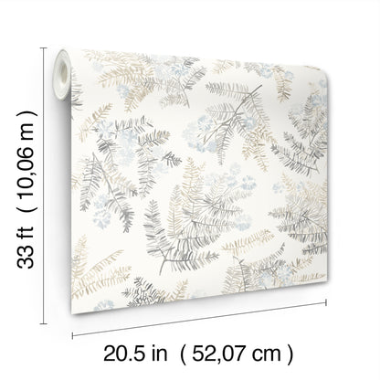 York Wallcoverings Chesapeake Frith Light Blue Botanical Wallpaper Botanical Farmhouse Light Blue  Wallpaper - 4169-83107