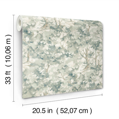 York Wallcoverings Chesapeake Thicket Teal Forest Wallpaper Woods & Forests Transitional Teal  Wallpaper - 4169-83111