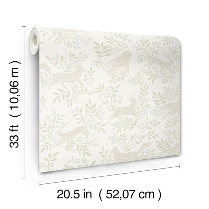 York Wallcoverings Chesapeake Revelry White Forest Frolic Wallpaper Animals Transitional White  Wallpaper - 4169-83113