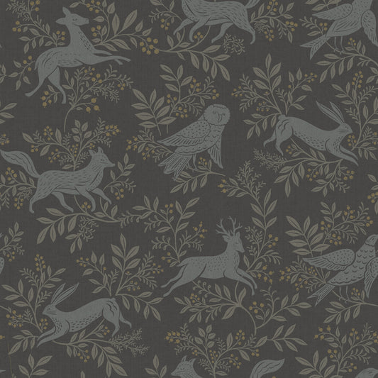 York Wallcoverings Chesapeake Revelry Black Forest Frolic Wallpaper Animals Transitional Black  Wallpaper - 4169-83114