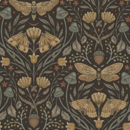 York Wallcoverings Chesapeake Mystic Moth Black Forest Magic Wallpaper Animals Eclectic Black  Wallpaper - 4169-83116