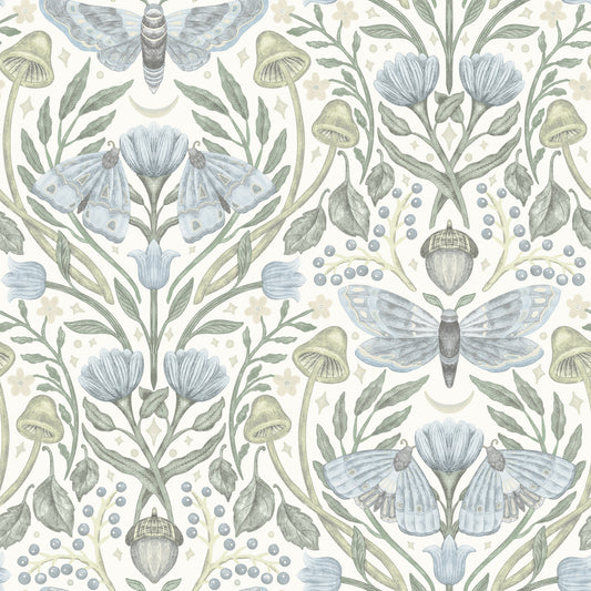 York Wallcoverings Chesapeake Mystic Moth Sky Blue Forest Magic Wallpaper Animals Eclectic Sky Blue  Wallpaper - 4169-83117