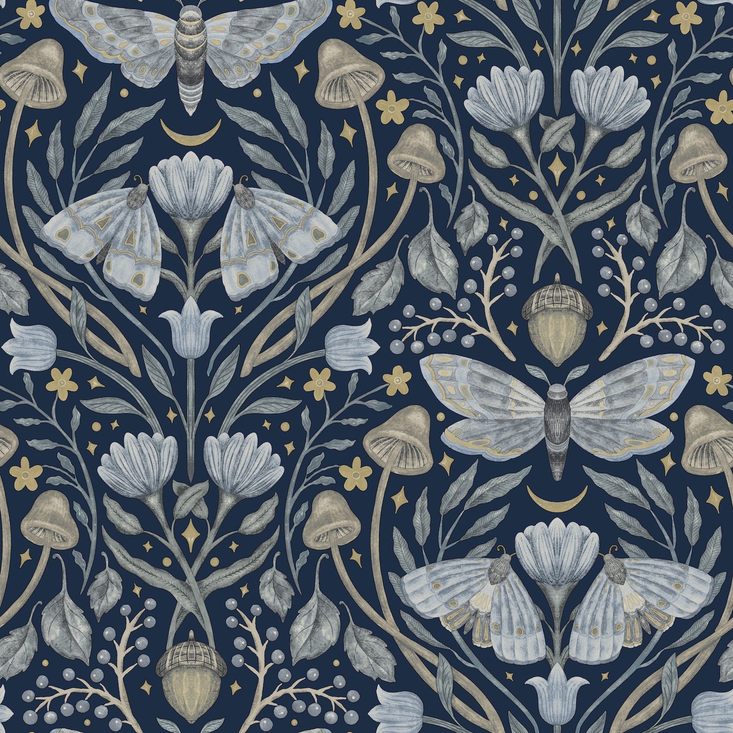 York Wallcoverings Chesapeake Mystic Moth Navy Forest Magic Wallpaper Animals Eclectic Navy  Wallpaper - 4169-83118