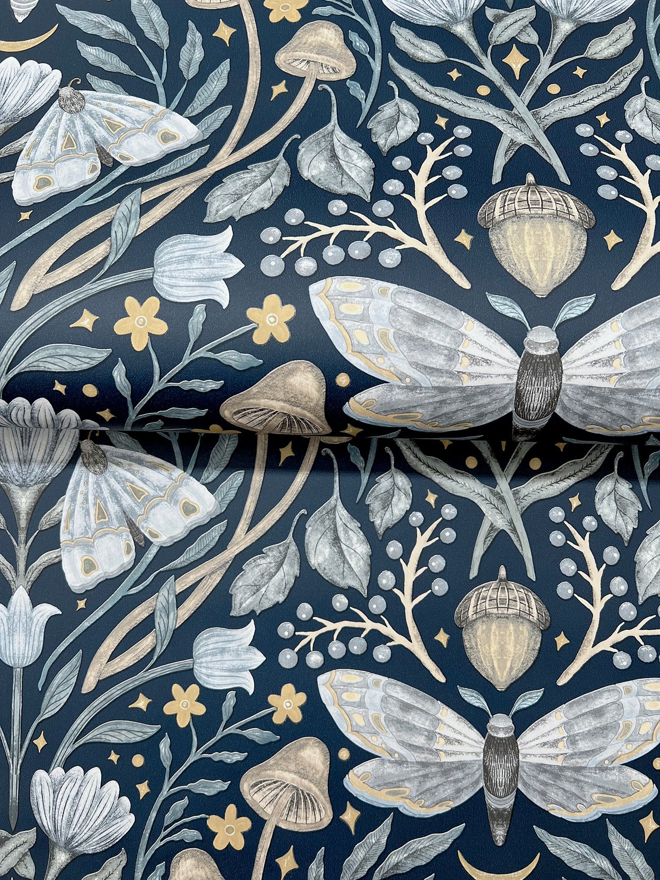 York Wallcoverings Chesapeake Mystic Moth Navy Forest Magic Wallpaper Animals Eclectic Navy  Wallpaper - 4169-83118