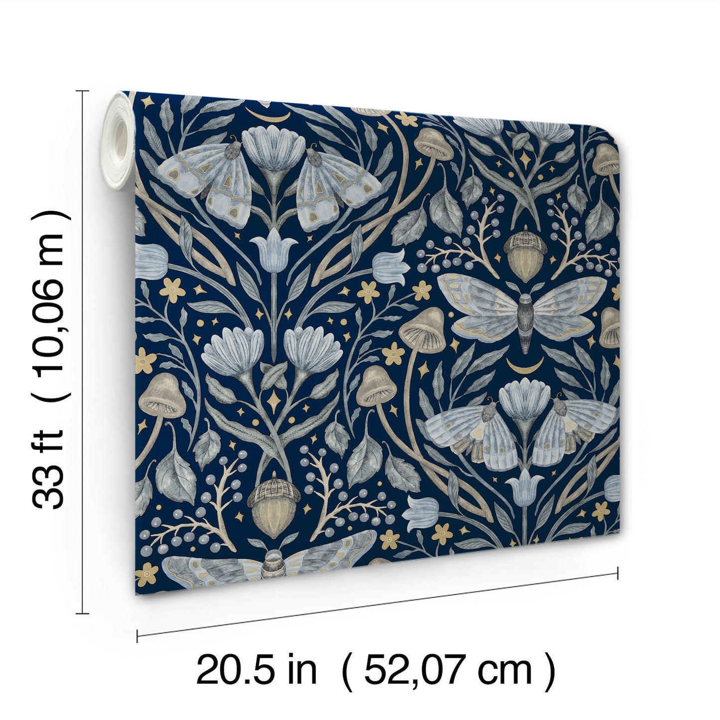 York Wallcoverings Chesapeake Mystic Moth Navy Forest Magic Wallpaper Animals Eclectic Navy  Wallpaper - 4169-83118