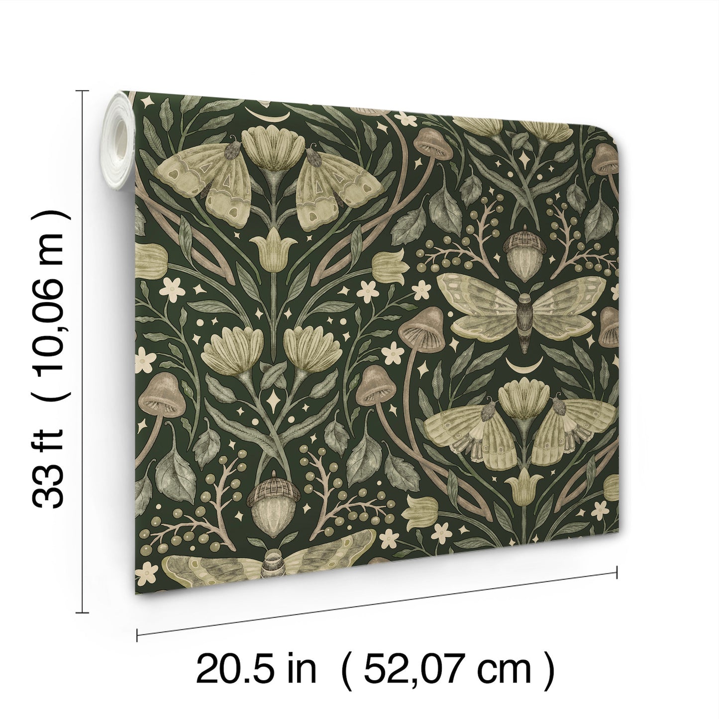 York Wallcoverings Chesapeake Mystic Moth Dark Green Forest Magic Wallpaper Animals Eclectic Dark Green  Wallpaper - 4169-83120