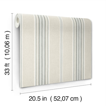 York Wallcoverings Chesapeake Calvados Turquoise Linen Stripe Wallpaper Graphics Farmhouse Turquoise  Wallpaper - 4169-83122