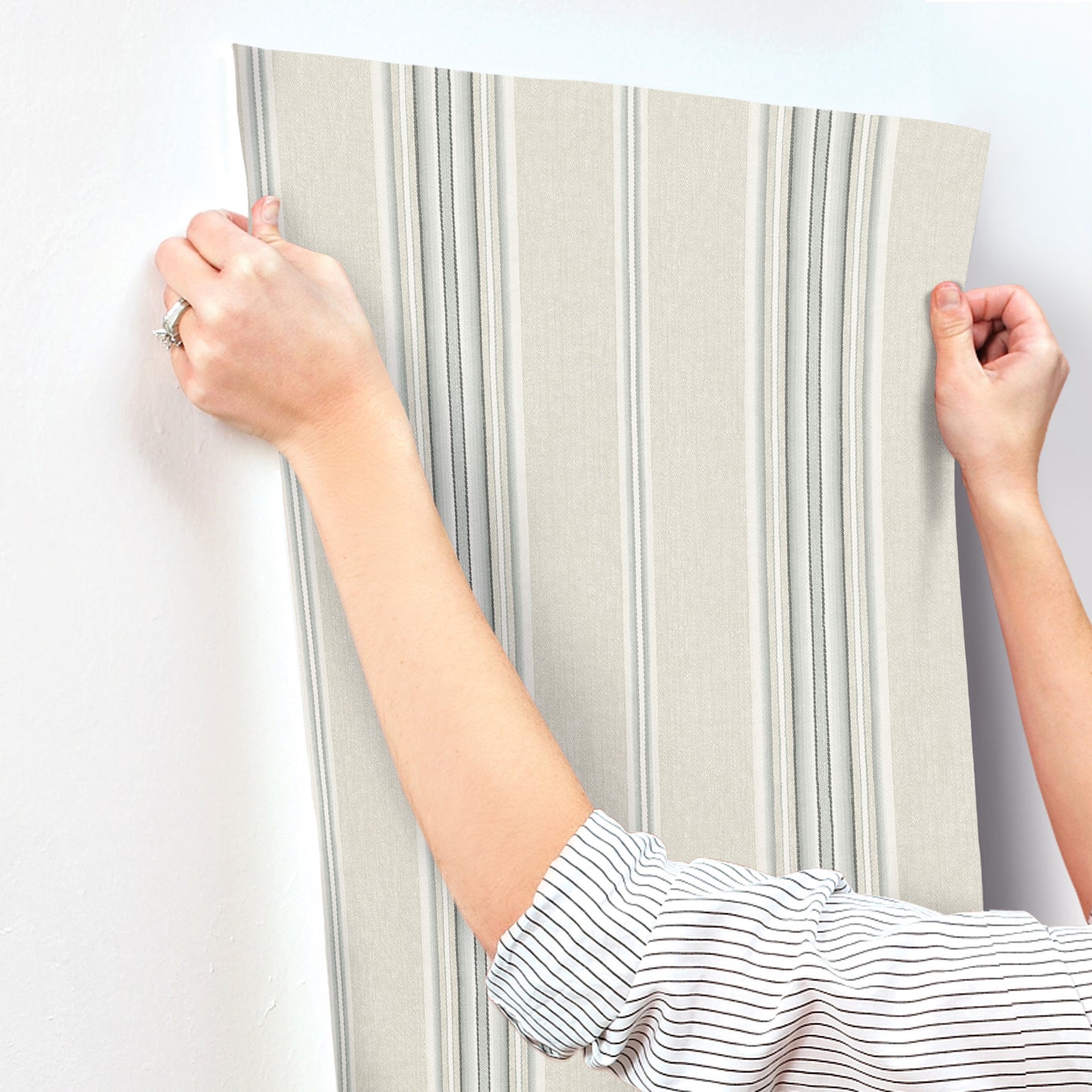 York Wallcoverings Chesapeake Calvados Turquoise Linen Stripe Wallpaper Graphics Farmhouse Turquoise  Wallpaper - 4169-83122