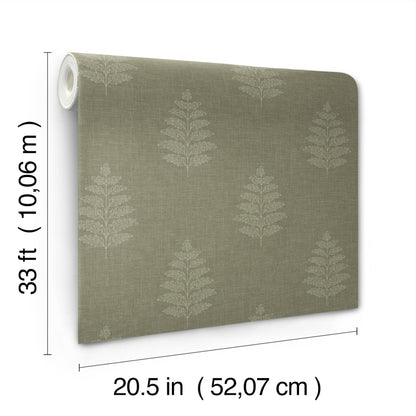 York Wallcoverings Chesapeake Frond Dark Green Leaf Wallpaper Botanical Farmhouse Dark Green  Wallpaper - 4169-83126