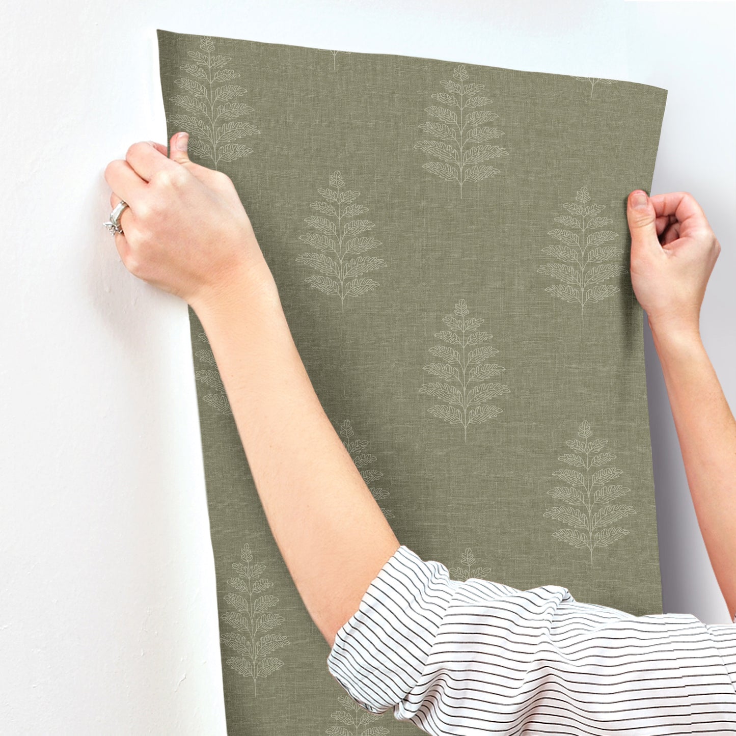 York Wallcoverings Chesapeake Frond Dark Green Leaf Wallpaper Botanical Farmhouse Dark Green  Wallpaper - 4169-83126