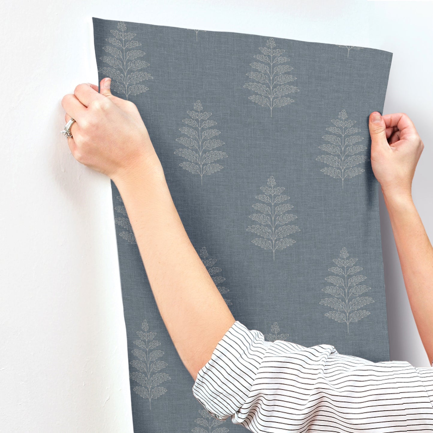 York Wallcoverings Chesapeake Frond Denim Leaf Wallpaper Botanical Farmhouse Denim  Wallpaper - 4169-83127