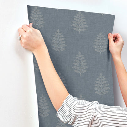York Wallcoverings Chesapeake Frond Denim Leaf Wallpaper Botanical Farmhouse Denim  Wallpaper - 4169-83127