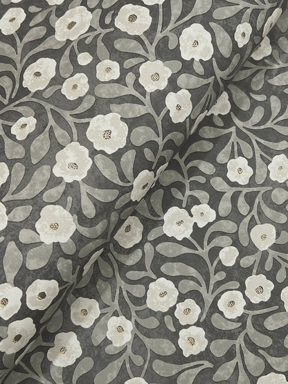 York Wallcoverings Chesapeake Poppy Trail Black Floral Wallpaper Botanical Farmhouse Black  Wallpaper - 4169-83133