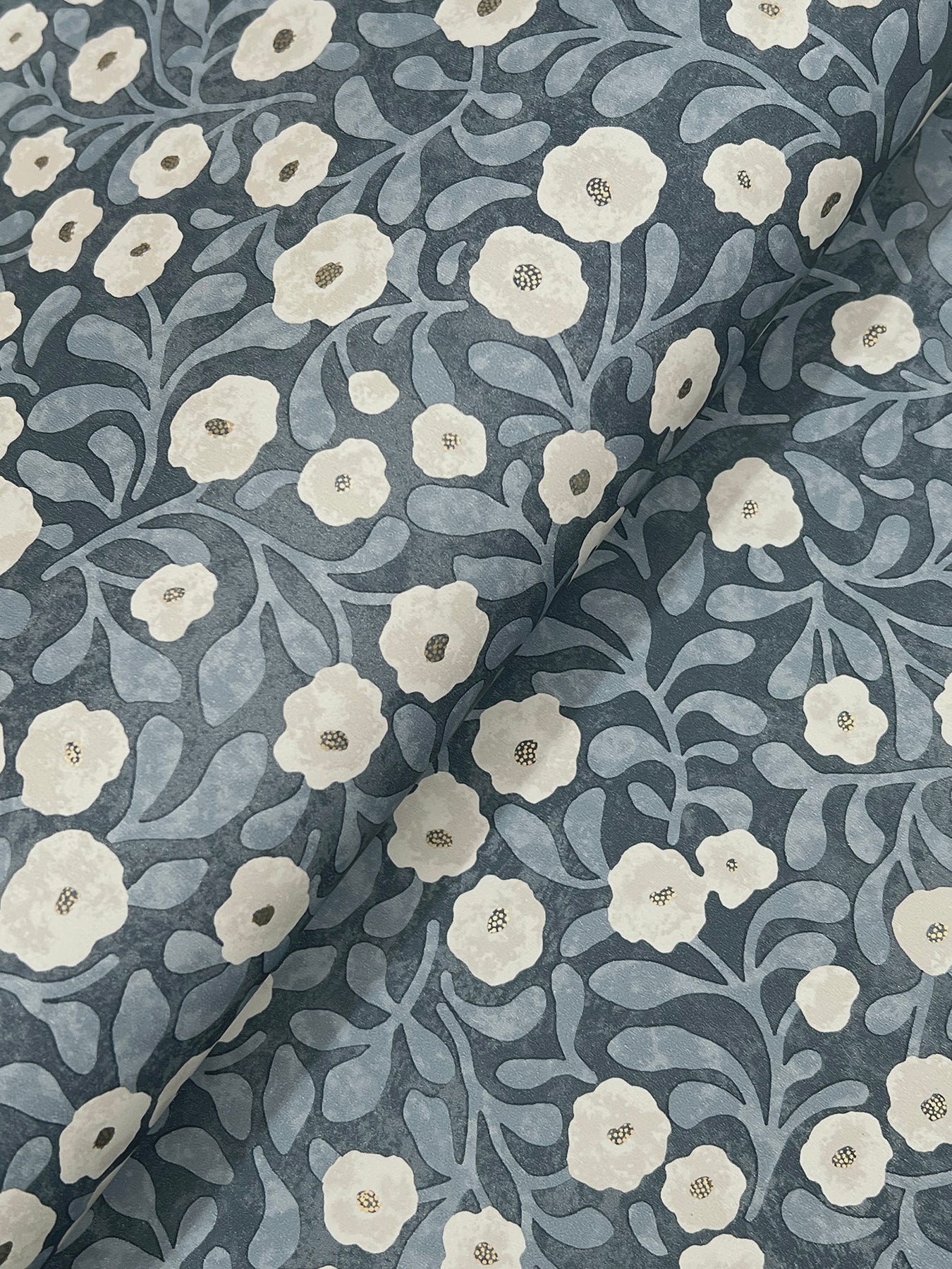 York Wallcoverings Chesapeake Poppy Trail Dark Blue Floral Wallpaper Botanical Farmhouse Dark Blue  Wallpaper - 4169-83135