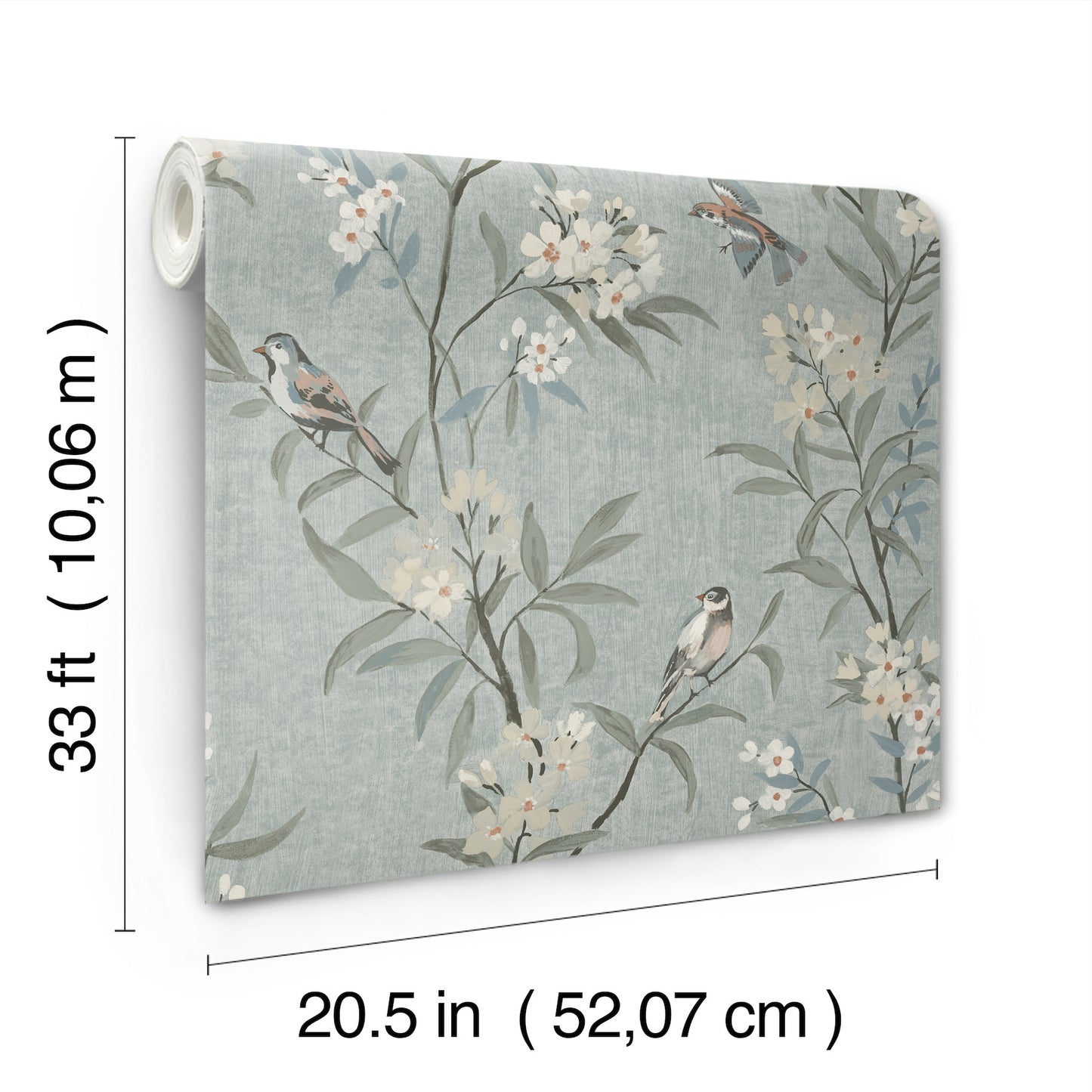 York Wallcoverings Chesapeake Tea Olive Blue Finch Frolic Wallpaper Animals Transitional Blue  Wallpaper - 4169-83139