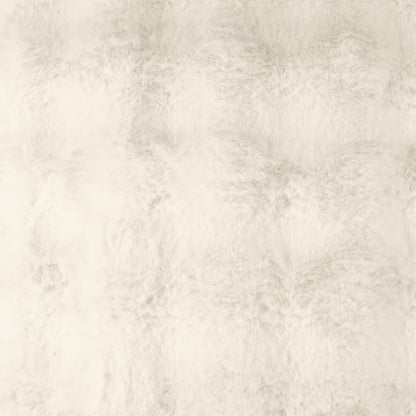 Ivory faux fur pillow, 24 x 24 inches, solid color.