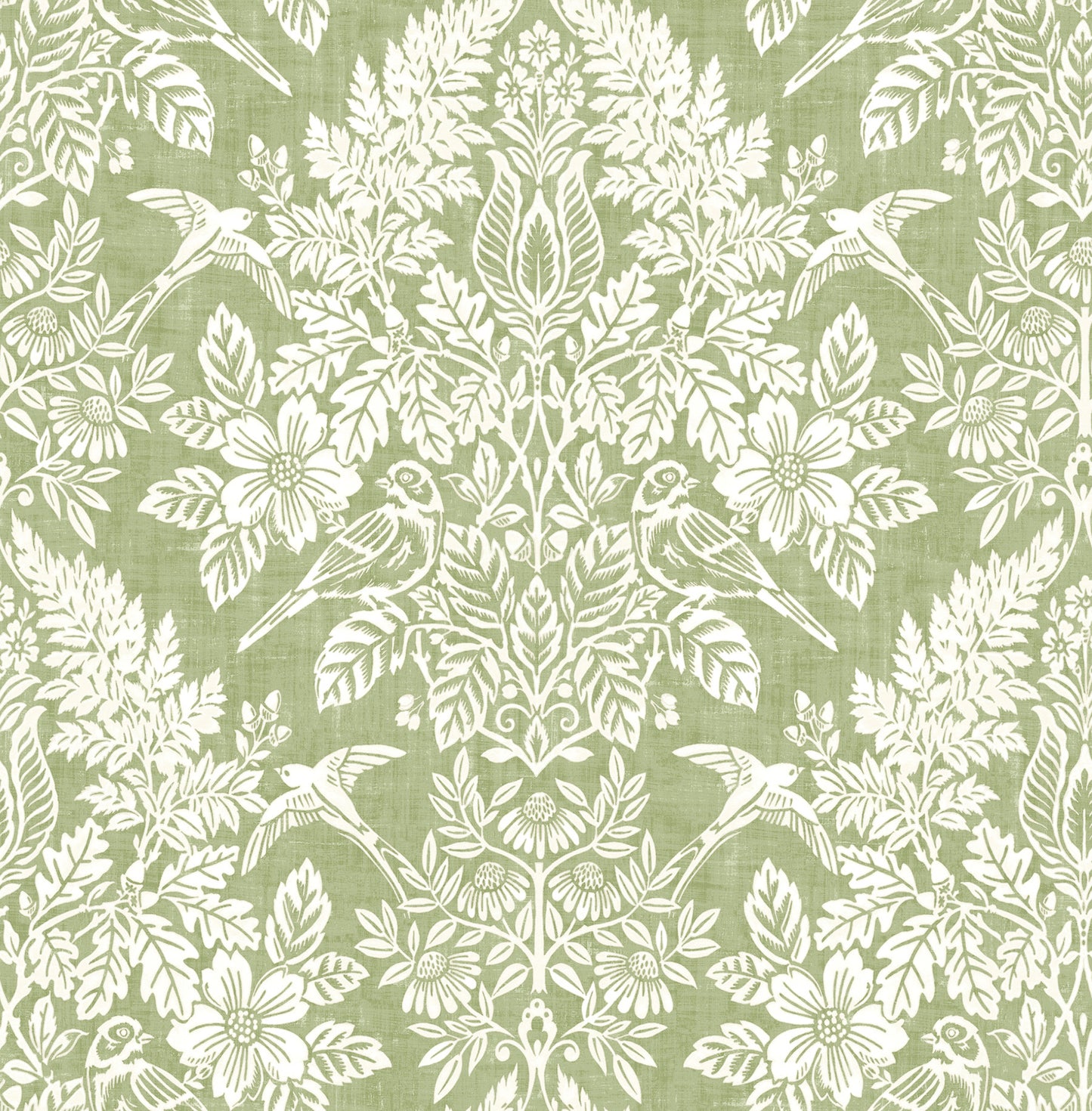 York Wallcoverings A-Street Prints Finch Light Green Woodland Damask Wallpaper Animals Modern Light Green  Wallpaper - 4173-27620