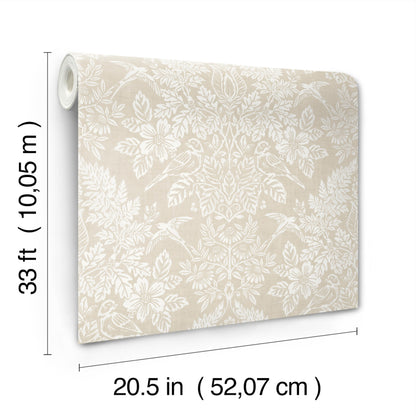 York Wallcoverings A-Street Prints Finch Neutral Woodland Damask Wallpaper Animals Modern Neutral  Wallpaper - 4173-27621
