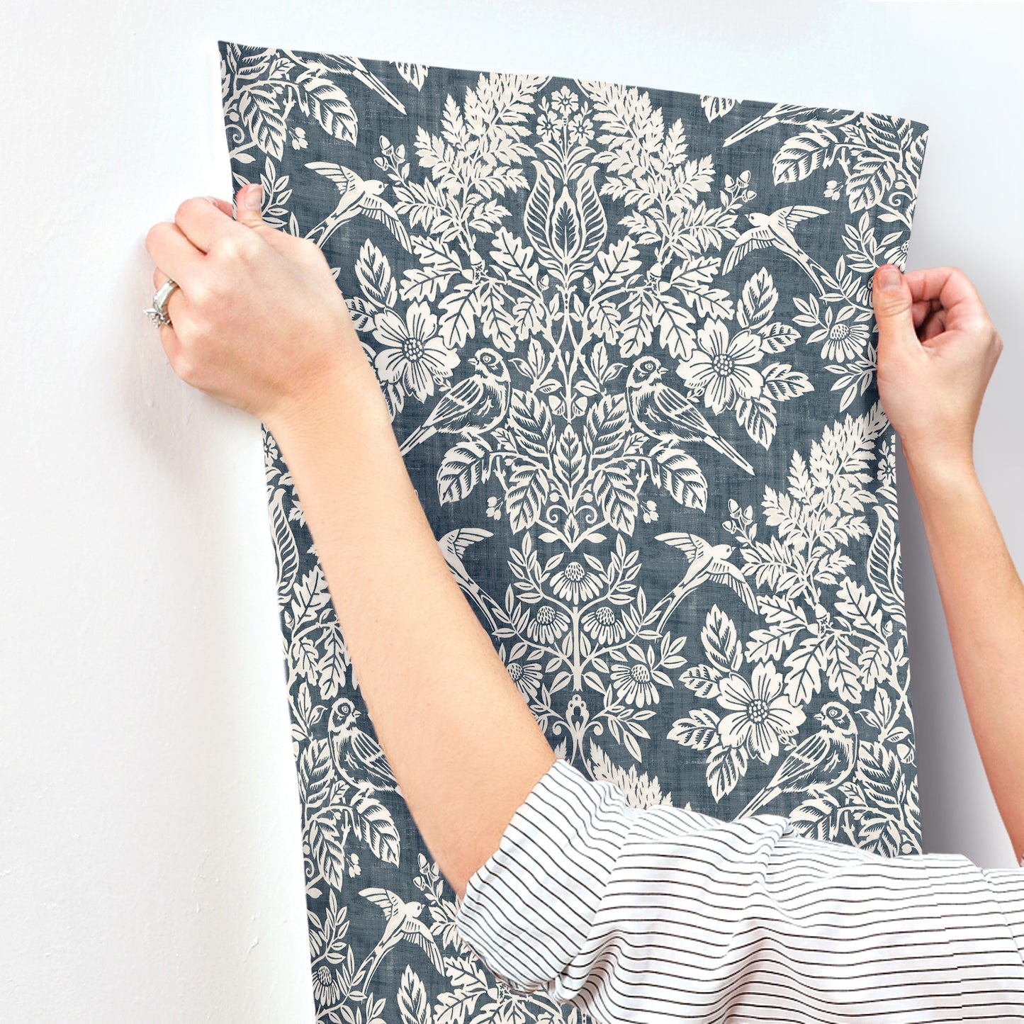 York Wallcoverings A-Street Prints Finch Blue Woodland Damask Wallpaper Animals Modern Blue  Wallpaper - 4173-27622