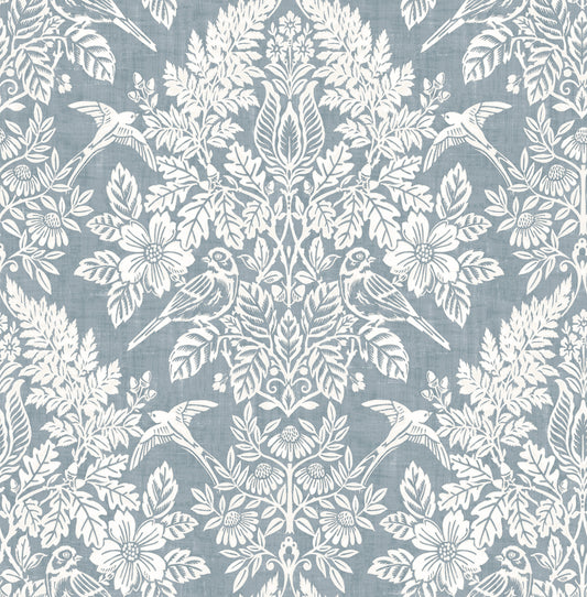 York Wallcoverings A-Street Prints Finch Light Blue Woodland Damask Wallpaper Animals Modern Light Blue  Wallpaper - 4173-27623