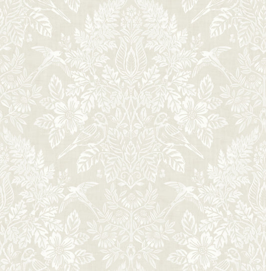 York Wallcoverings A-Street Prints Finch Ivory Woodland Damask Wallpaper Animals Modern Ivory  Wallpaper - 4173-27624