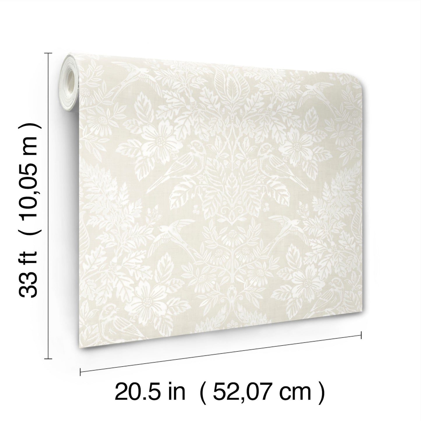 York Wallcoverings A-Street Prints Finch Ivory Woodland Damask Wallpaper Animals Modern Ivory  Wallpaper - 4173-27624