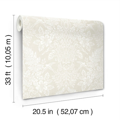 York Wallcoverings A-Street Prints Finch Ivory Woodland Damask Wallpaper Animals Modern Ivory  Wallpaper - 4173-27624