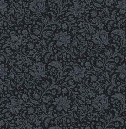 York Wallcoverings A-Street Prints Hague Dark Blue Floral Trail Wallpaper Botanical Traditional Dark Blue  Wallpaper - 4173-27626