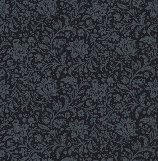 York Wallcoverings A-Street Prints Hague Dark Blue Floral Trail Wallpaper Botanical Traditional Dark Blue  Wallpaper - 4173-27626