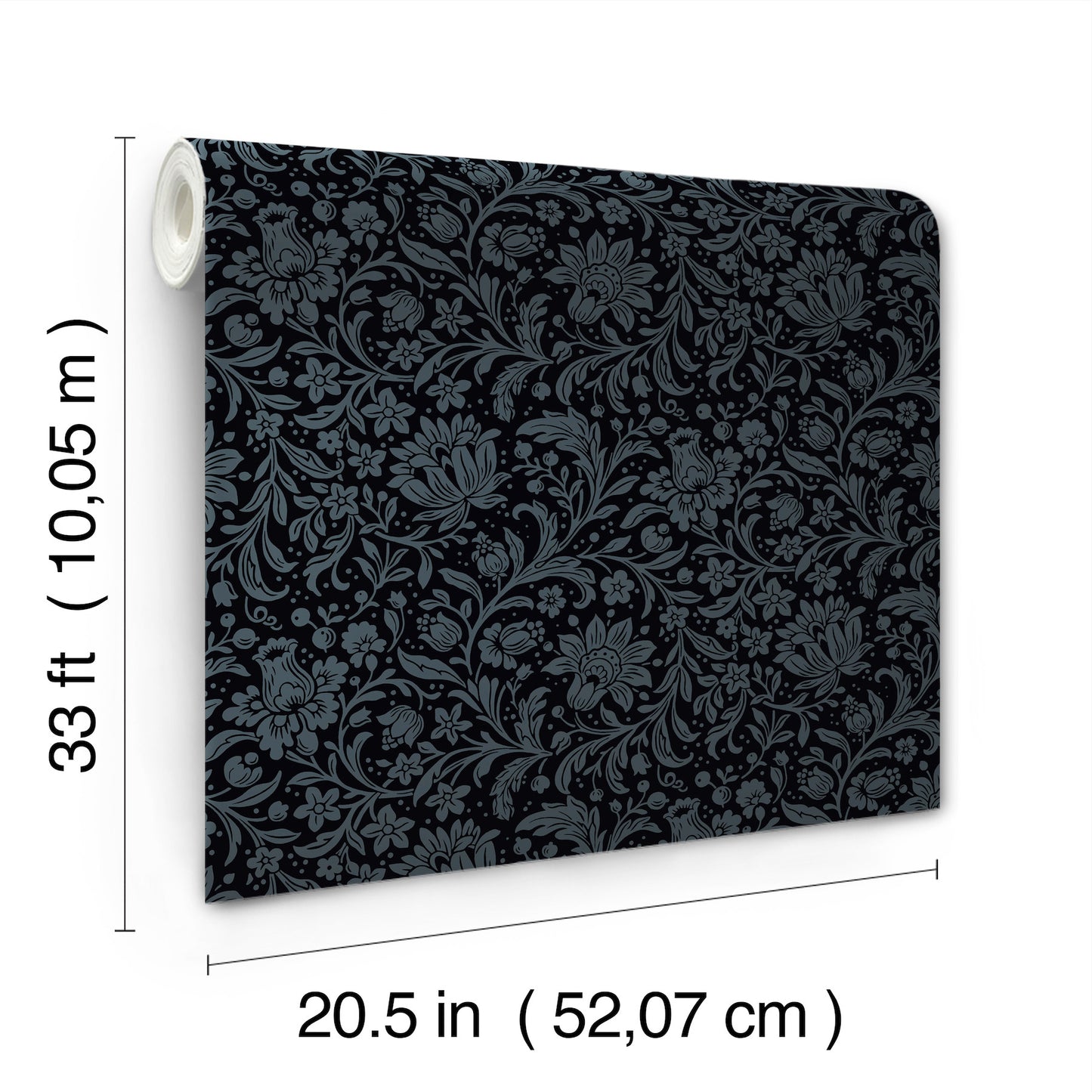 York Wallcoverings A-Street Prints Hague Dark Blue Floral Trail Wallpaper Botanical Traditional Dark Blue  Wallpaper - 4173-27626