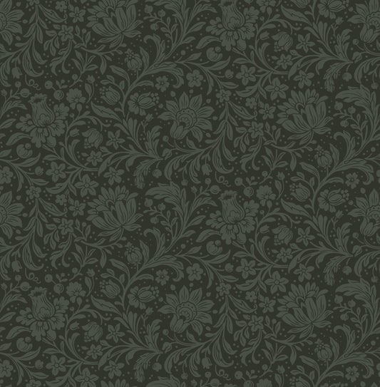 York Wallcoverings A-Street Prints Hague Dark Green Floral Trail Wallpaper Botanical Traditional Dark Green  Wallpaper - 4173-27628