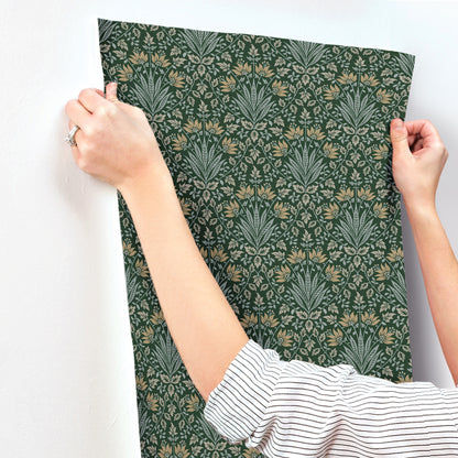 York Wallcoverings A-Street Prints Woodbury Evergreen Floral Damask Wallpaper Botanical Traditional Evergreen  Wallpaper - 4173-27631