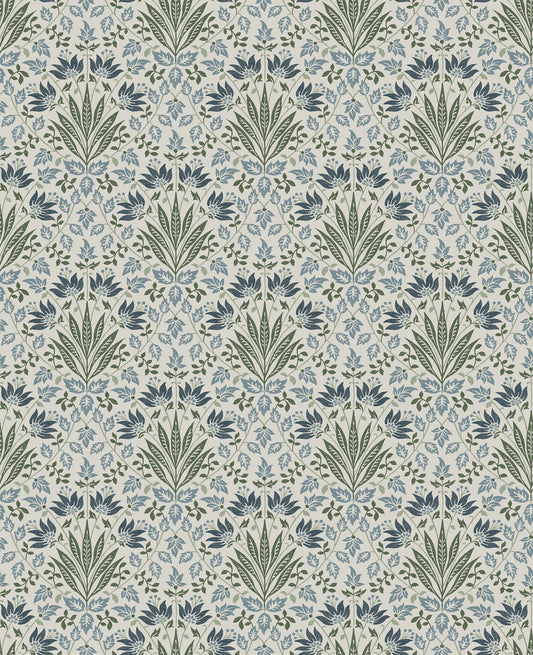 York Wallcoverings A-Street Prints Woodbury Blue Floral Damask Wallpaper Botanical Traditional Blue  Wallpaper - 4173-27632