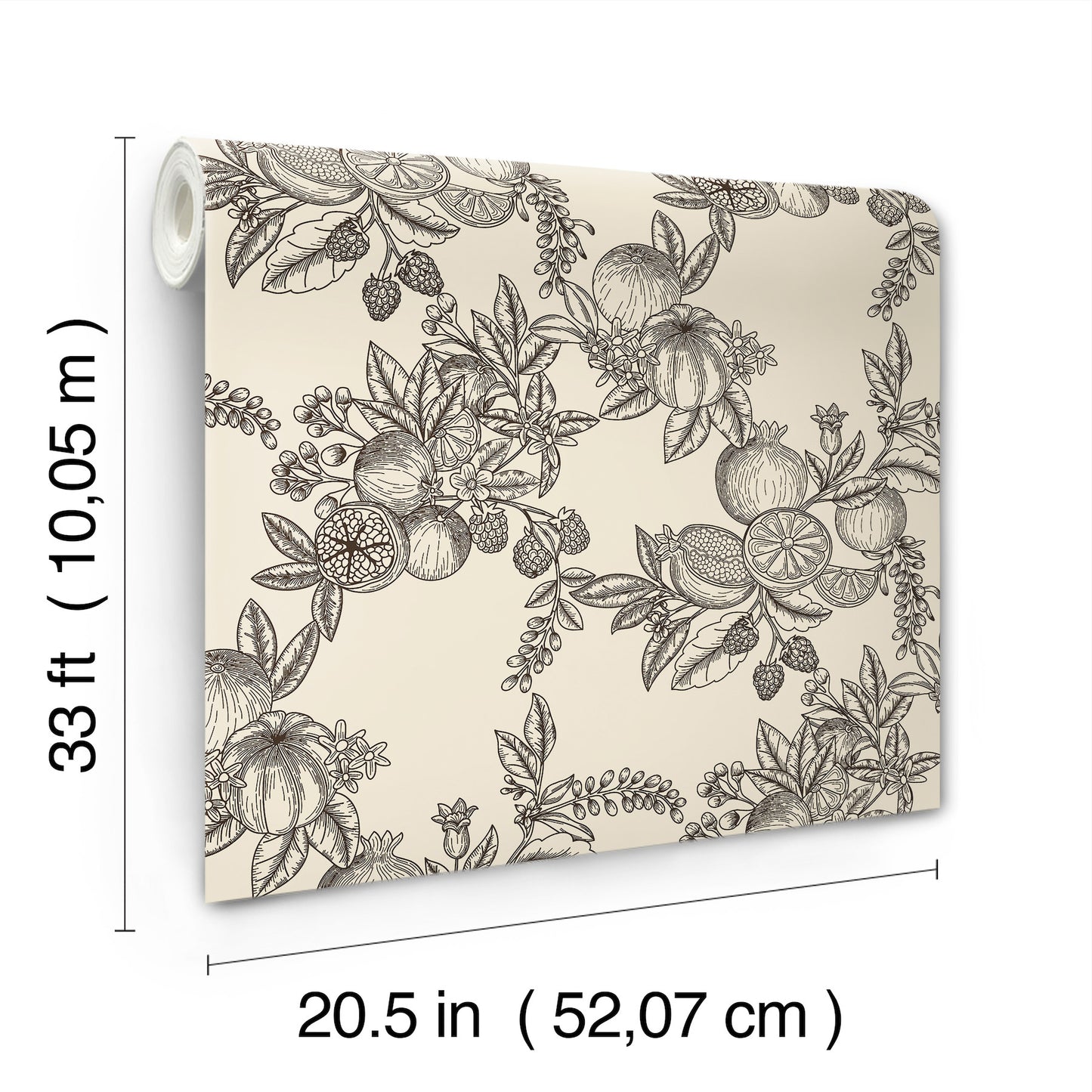 York Wallcoverings A-Street Prints Gerty Black Fruit Toile Wallpaper Botanical Modern Black  Wallpaper - 4173-27637