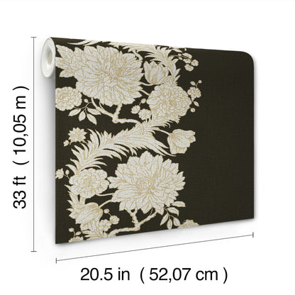 York Wallcoverings A-Street Prints Gisela Black Floral Columns Wallpaper Botanical Farmhouse Black  Wallpaper - 4173-27641