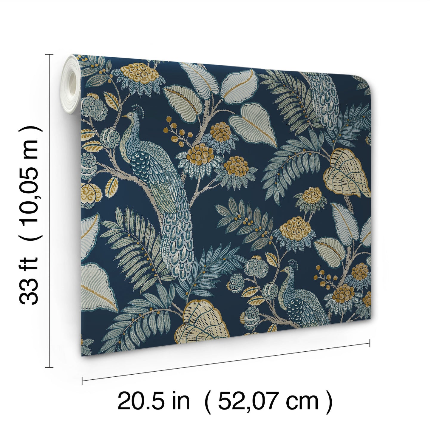 York Wallcoverings A-Street Prints Geneva Dark Blue Peacock Paradise Wallpaper Animals Modern Dark Blue  Wallpaper - 4173-27643