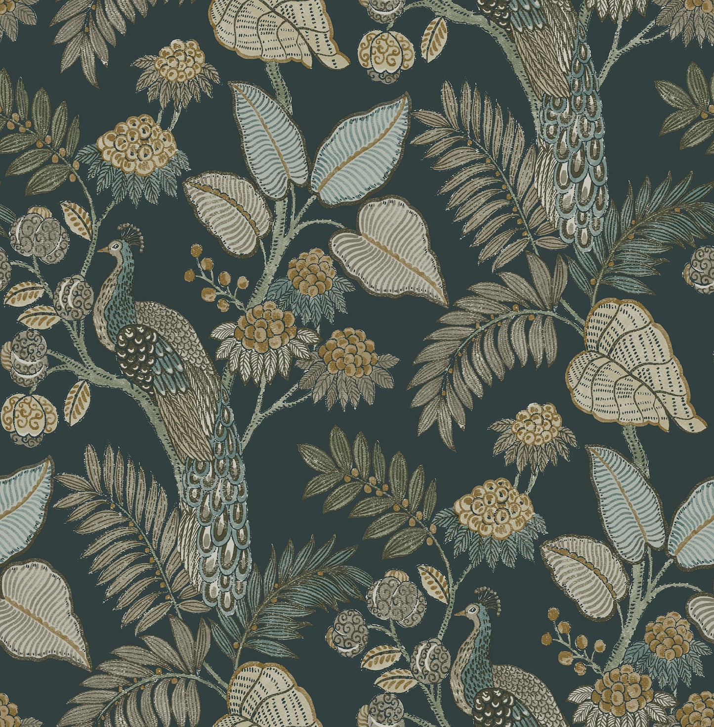 York Wallcoverings A-Street Prints Geneva Sea Green Peacock Paradise Wallpaper Animals Modern Sea Green  Wallpaper - 4173-27645